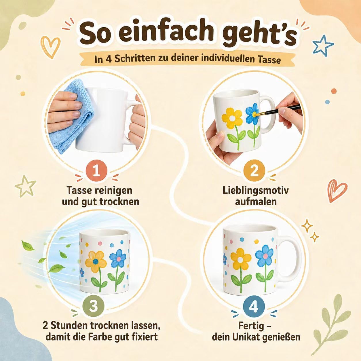 Keramik Bemalen Set mit Porzellanstiften