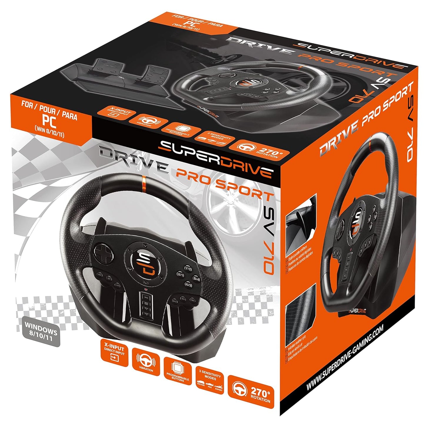 Superdrive SV710 Rennlenkrad mit Pedalen und Vibration