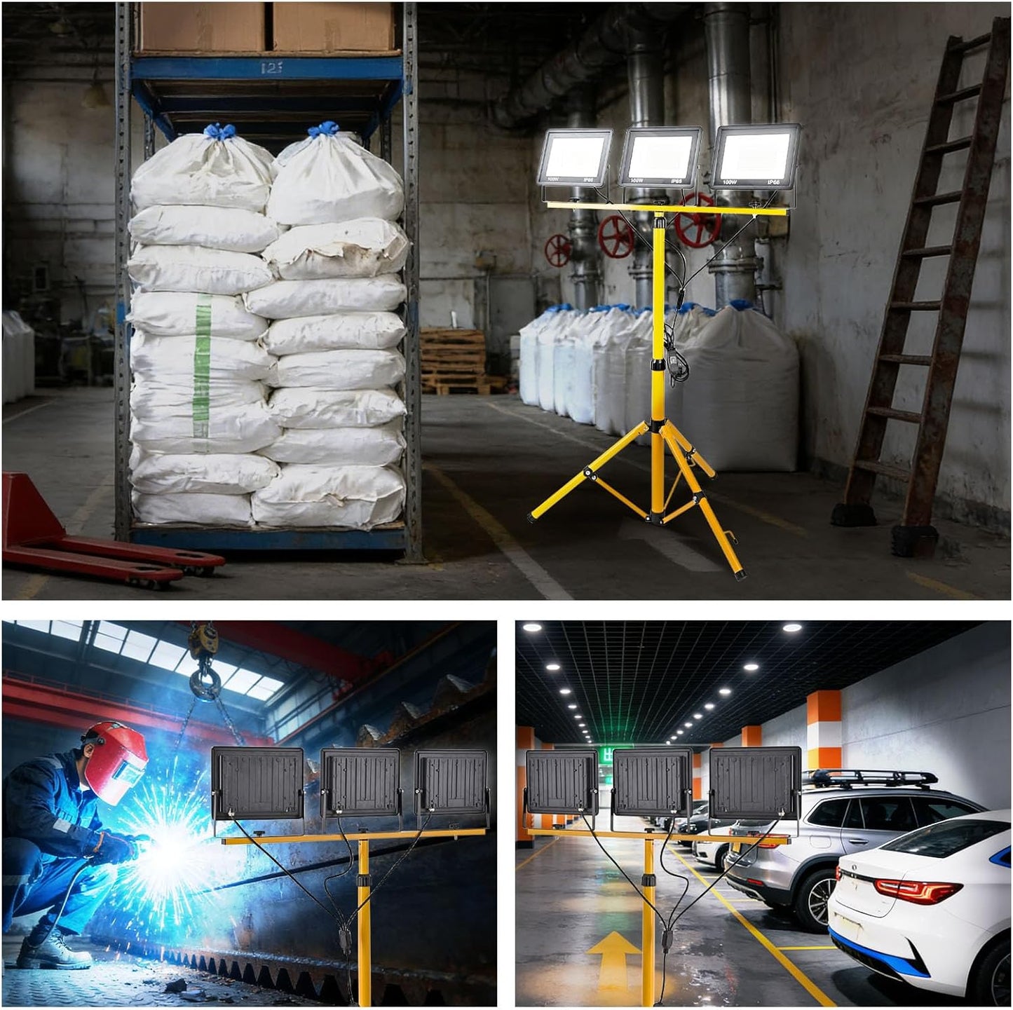 LED-Baustrahler mit Stativ, 300 Watt