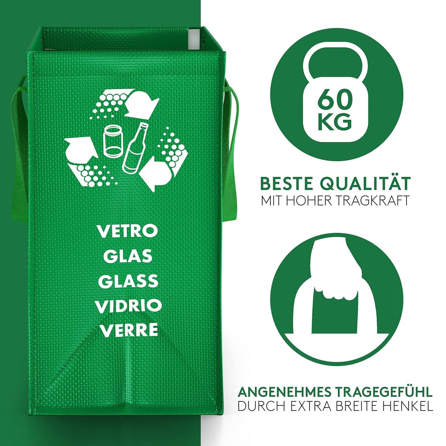 Mülltrennsystem für Papier, Glas und Plastik, Color Edition Medio