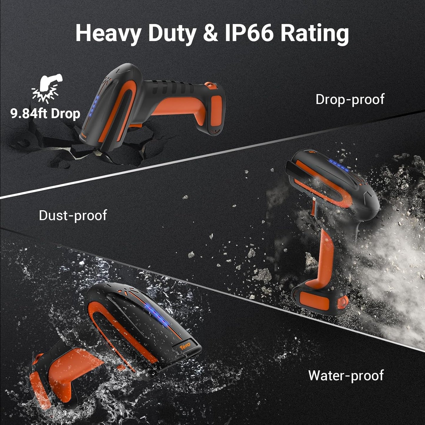 Pro Modell 8100, 1D 2D QR Barcode Scanner kabellos mit Ständer, 2D kabellos mit Halterung Orange