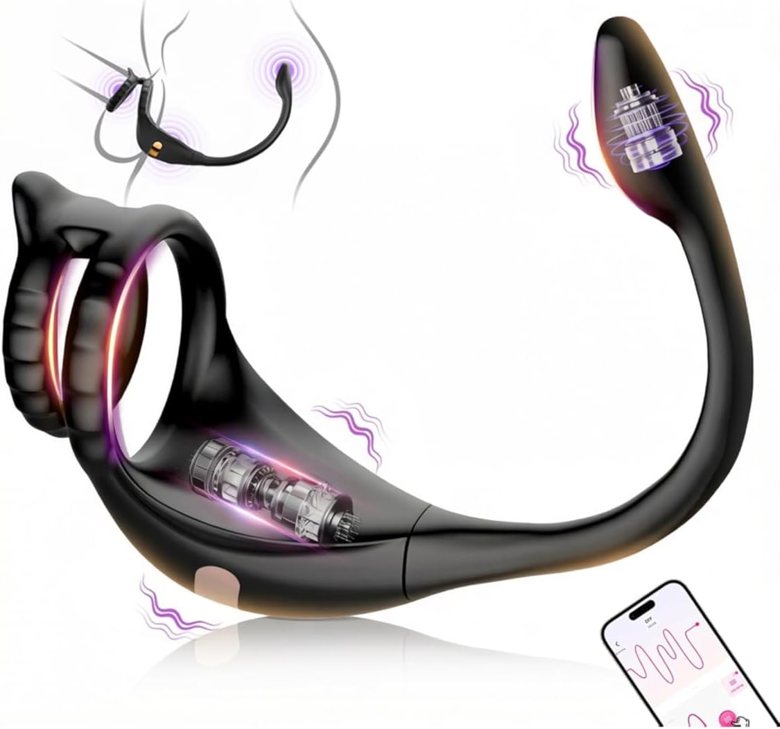 Prostata Stimulator mit Vibrator und Penisring, Noir