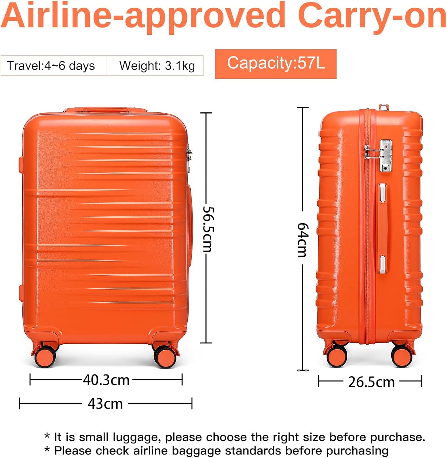 Handgepäck Koffer mit TSA-Schloss, Orange 24"-M