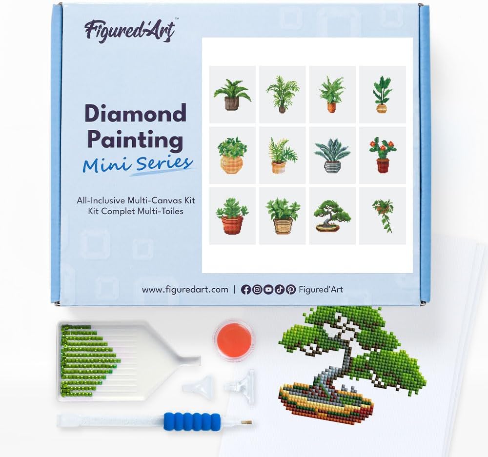 Mini Serie Diamond Painting Set mit 12 Stück, Pflanzen 3 PROBLEMYOUMUSTCHECK