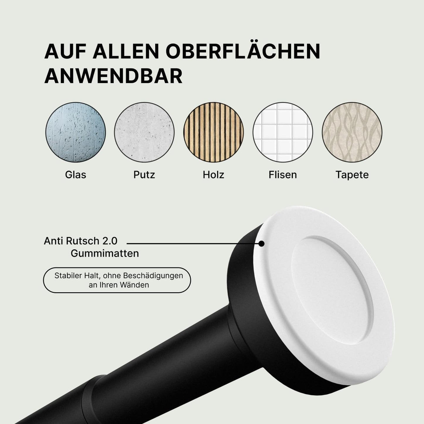 2er-Set Klemm-Gardinenstange, 140-250 cm, 140-250cm [2Stück] Schwarz