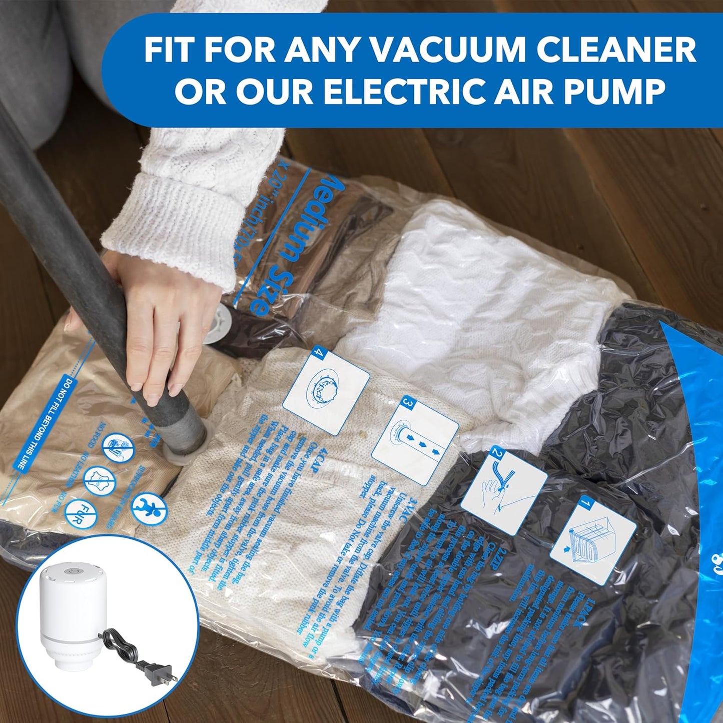 8-teiliges Vakuumbeutel-Set mit elektrischer Pumpe, 8 Combo-PUMP
