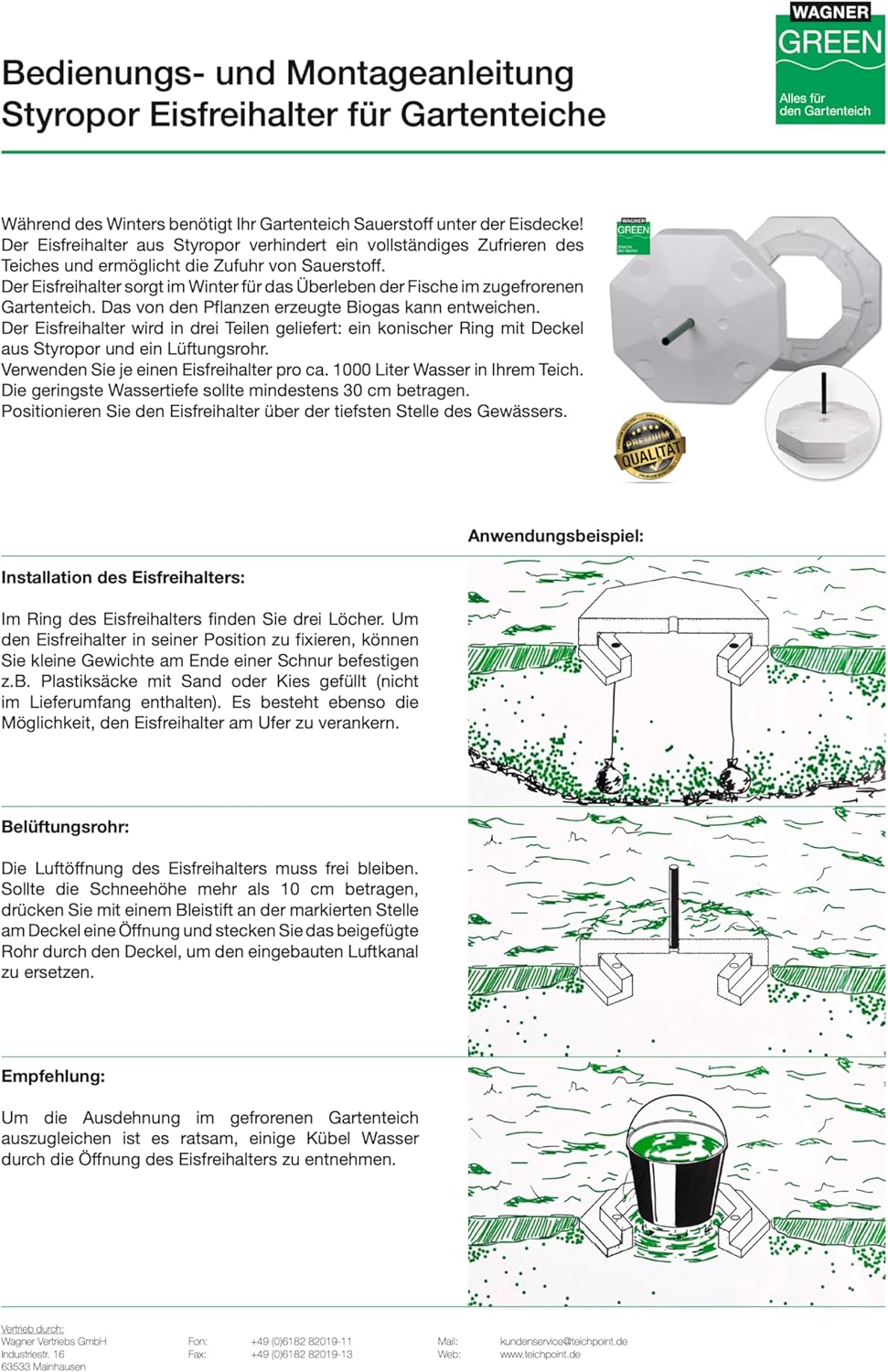 Eisfreihalter-Set mit regelbarer Luftpumpe