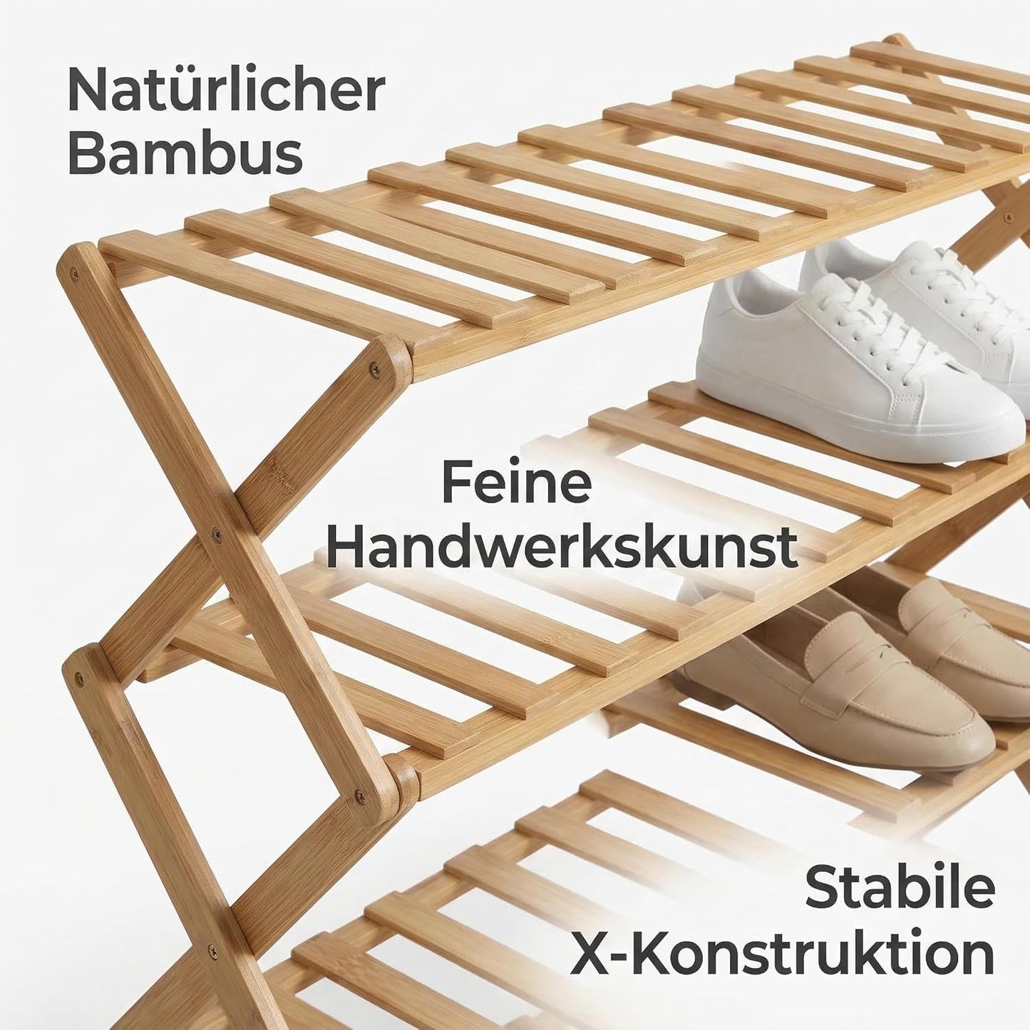 Schuhregal aus Bambus, 5 Etagen, faltbar, 5-stufig