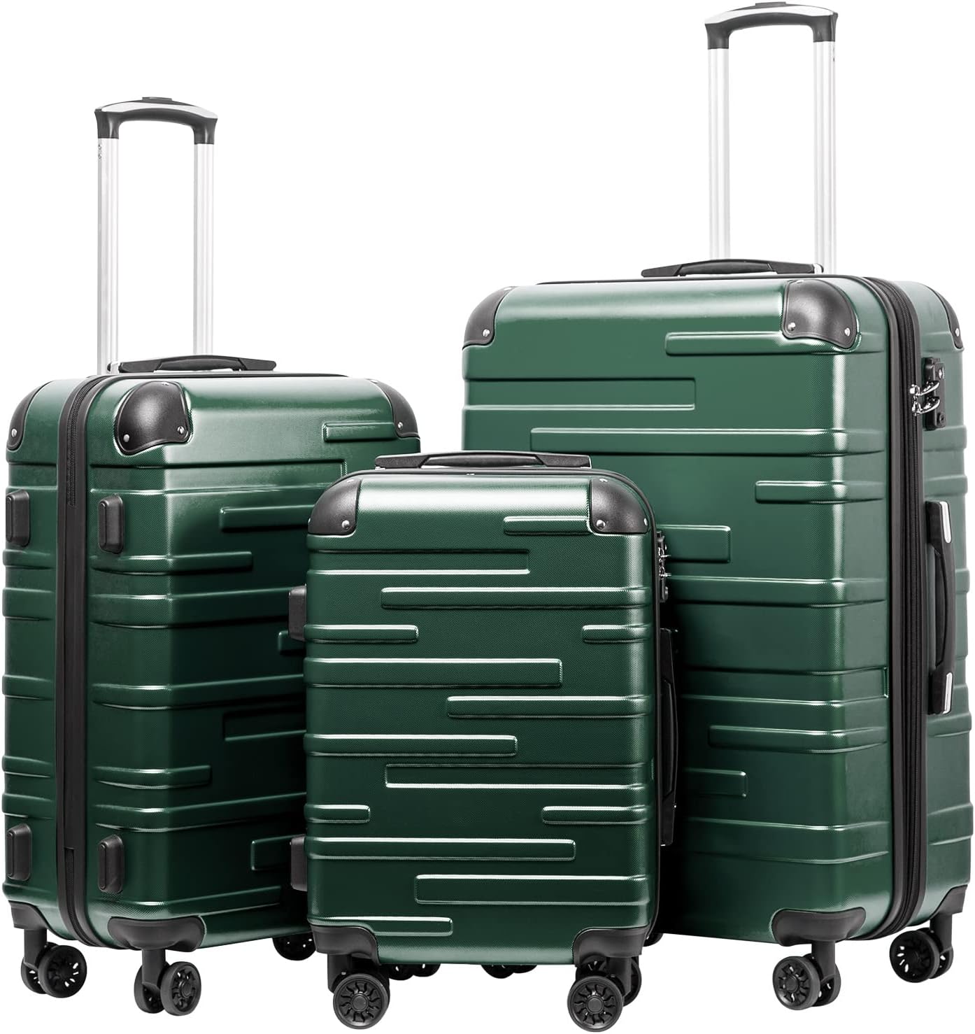 3-teiliges Hartschalen Koffer-Set, Dunkelgrün Koffer-Set