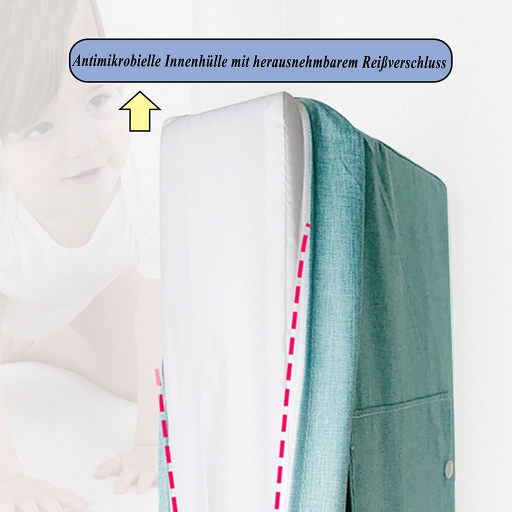 Bettgitter für Kinder, Rausfallschutz, Höhenverstellbar, 180cm(60cmx3) Grün