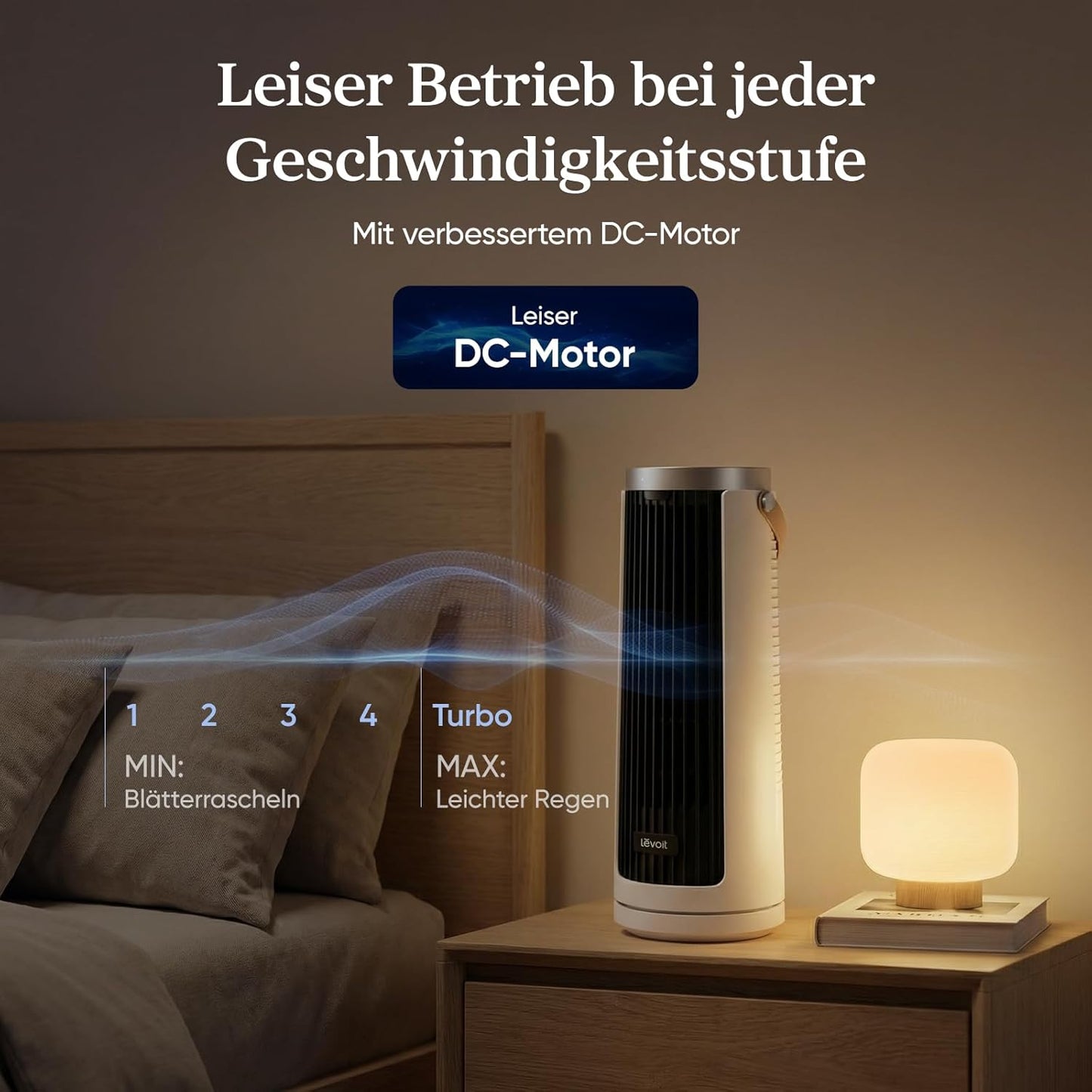 Turmventilator mit Timer, Mondweiss Höhe 33 cm