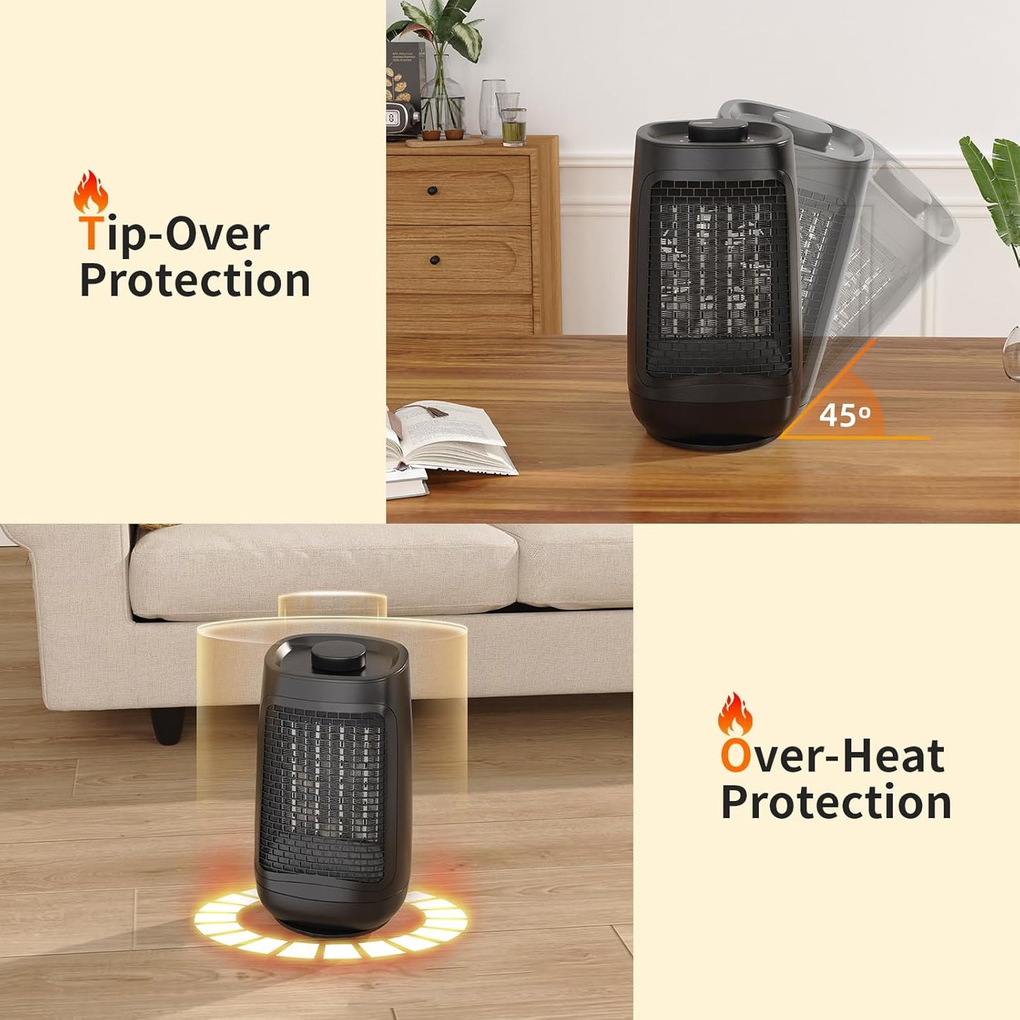Heizlüfter mit Thermostat und Schwenkfunktion, X-Large Gelb