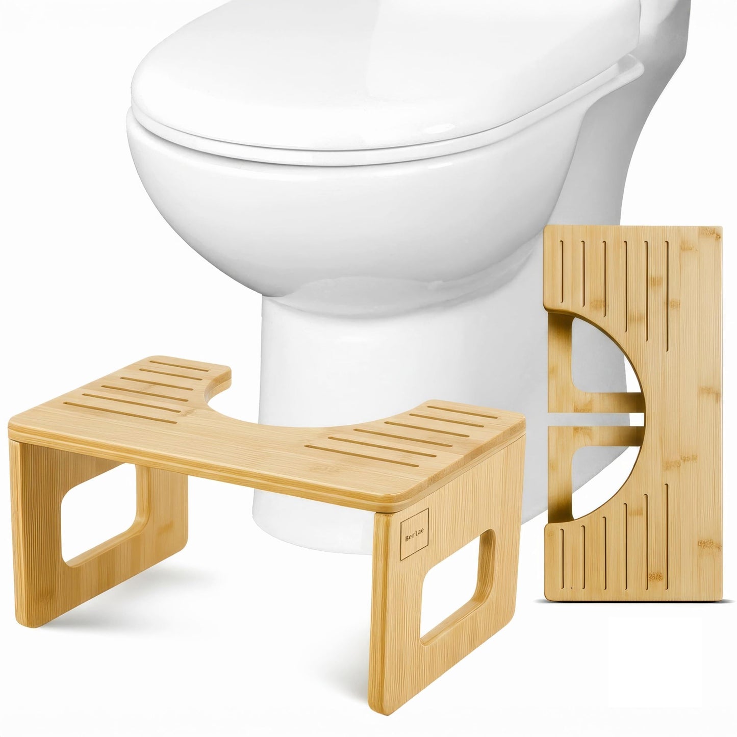 Ergonomischer Toilettenhocker, Natürliches Bambus Ohne Mat