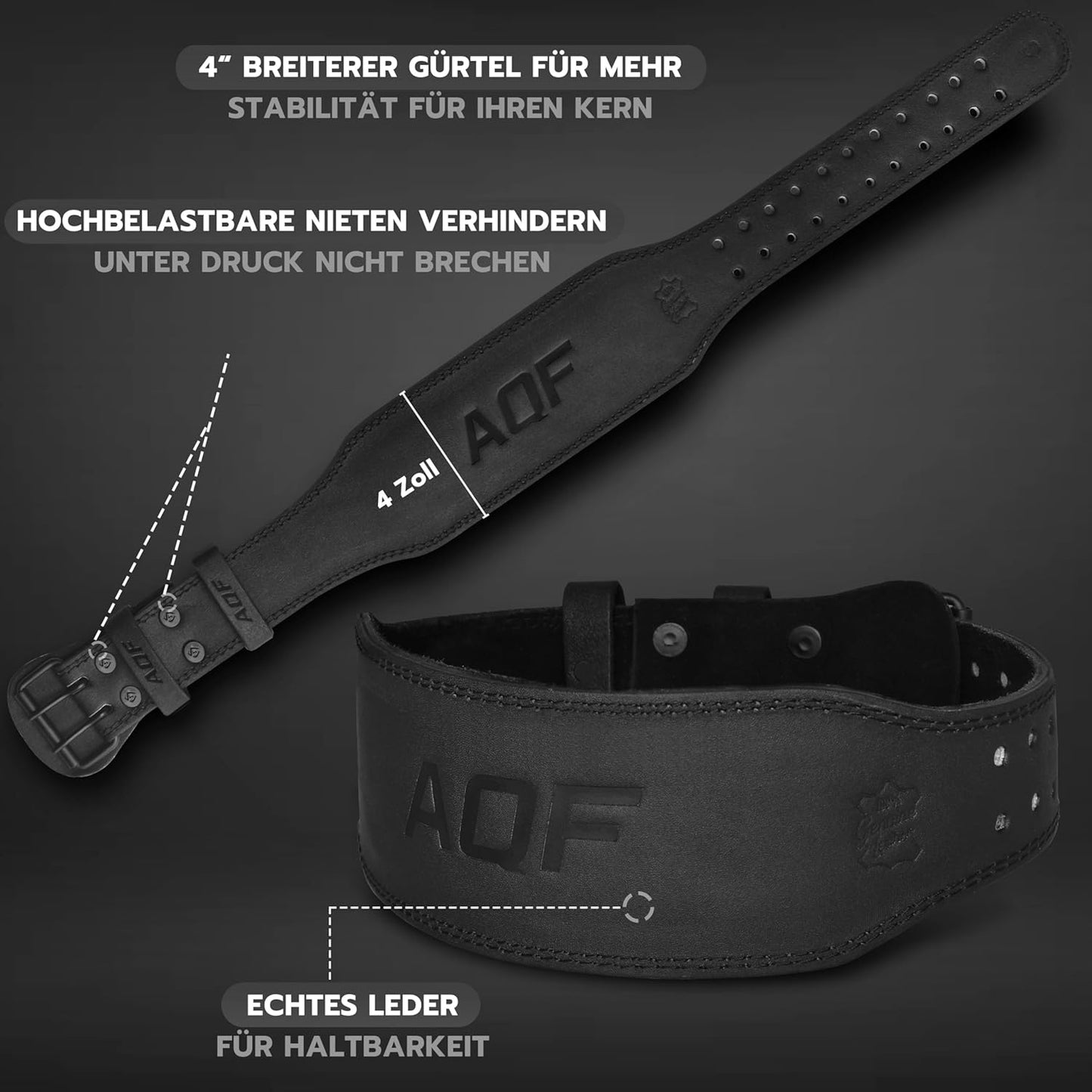 Gewichthebergürtel, Large 32"-36" Mattschwarz 4 Zoll