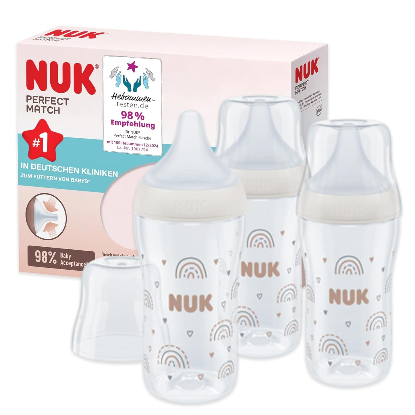 Perfect Match Babyflaschenset, 1 stück (3er Pack) Rainbow