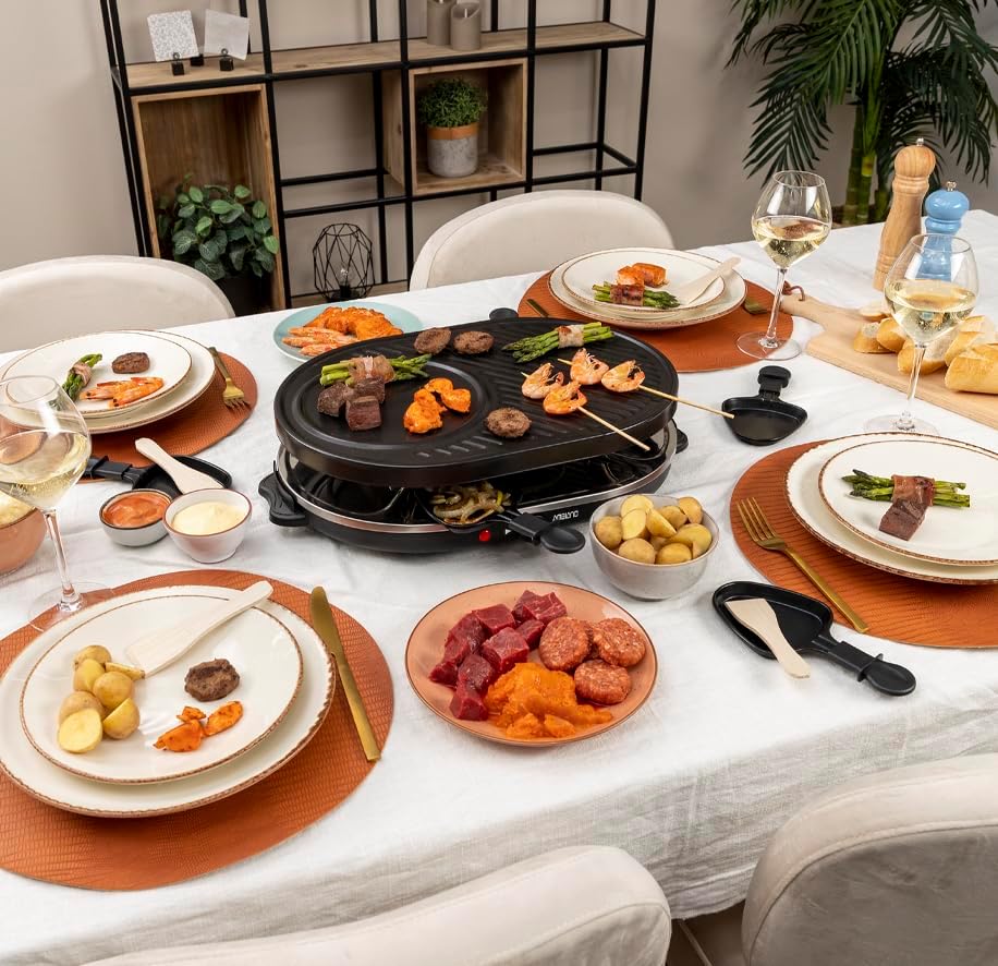 Raclette-Grill für 8 Personen mit Crêpe-Form, 8 Schwarz