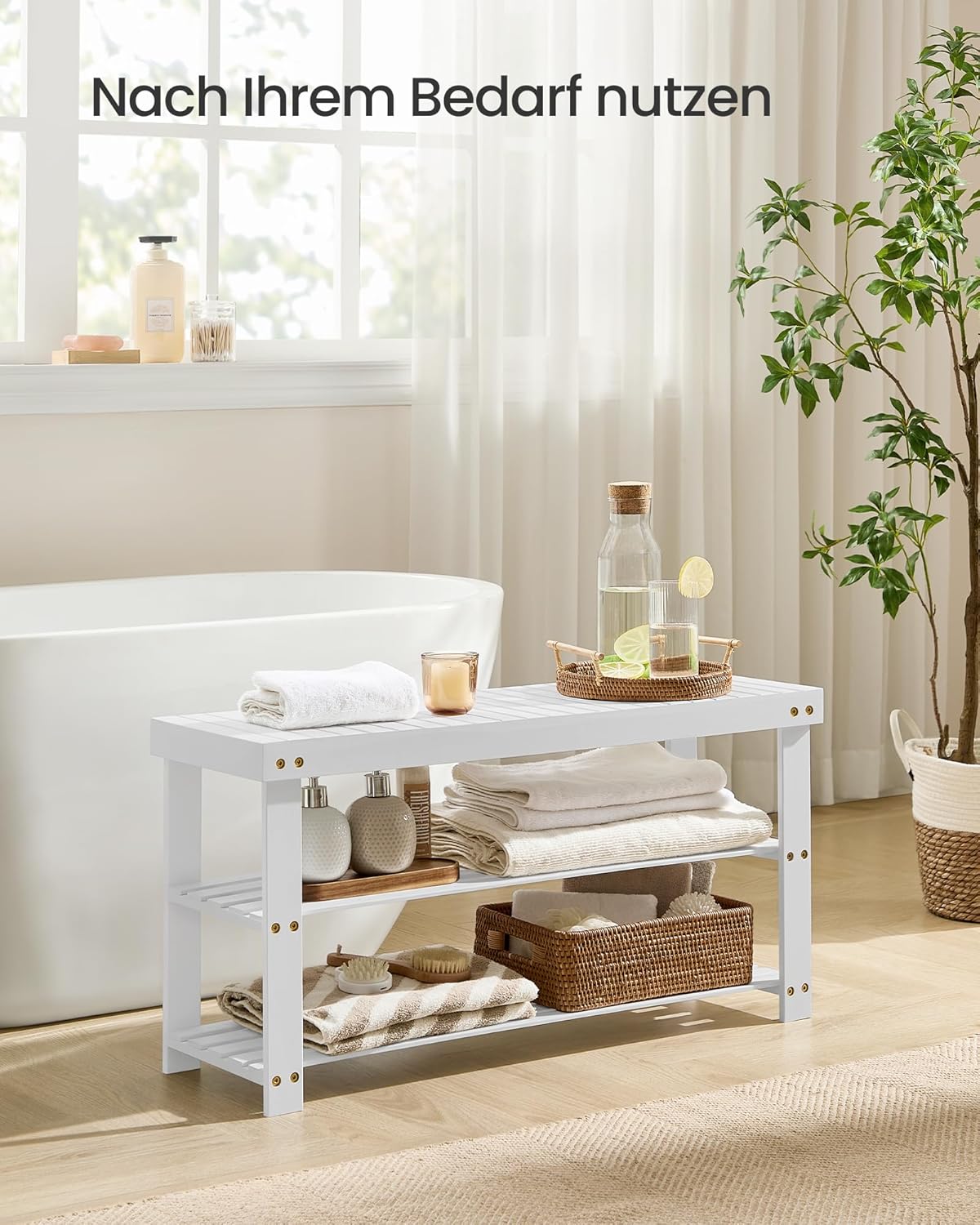 Schuhbank, Weiß 90L cm