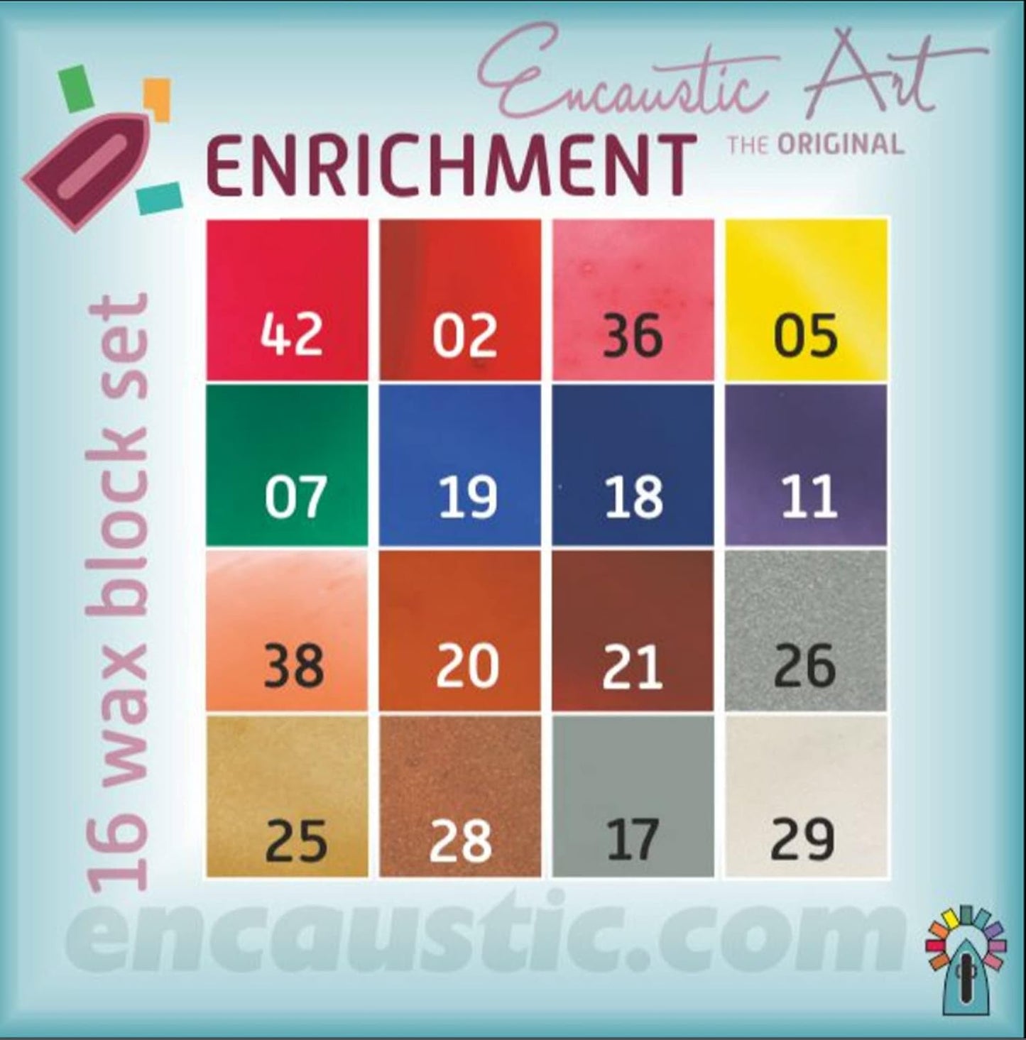 Wachsblock-Set für Enkaustik (16 Stück), Blau, Gold, Grau, Silber
