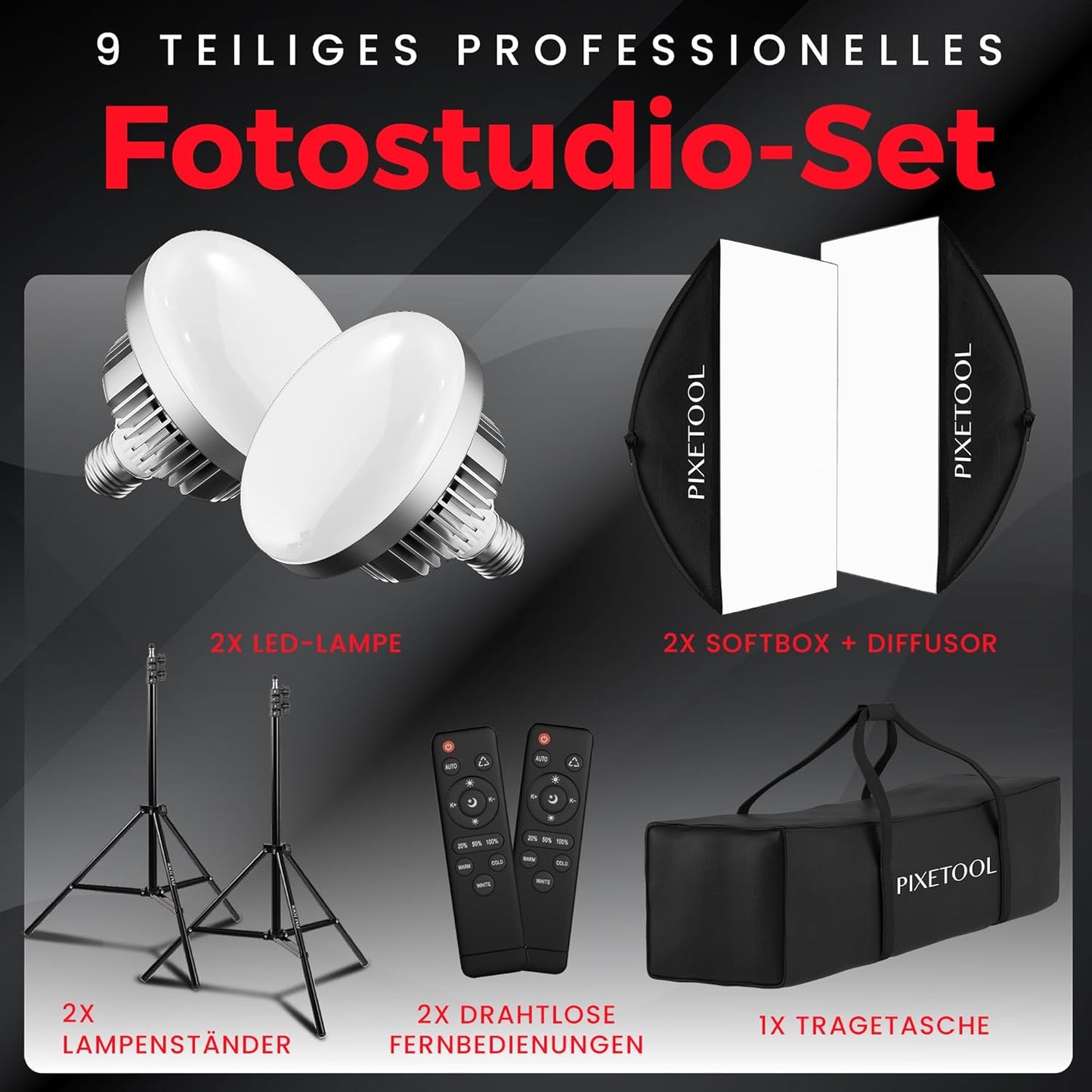 Softbox-Set mit LED-Lampen, Softbox Set