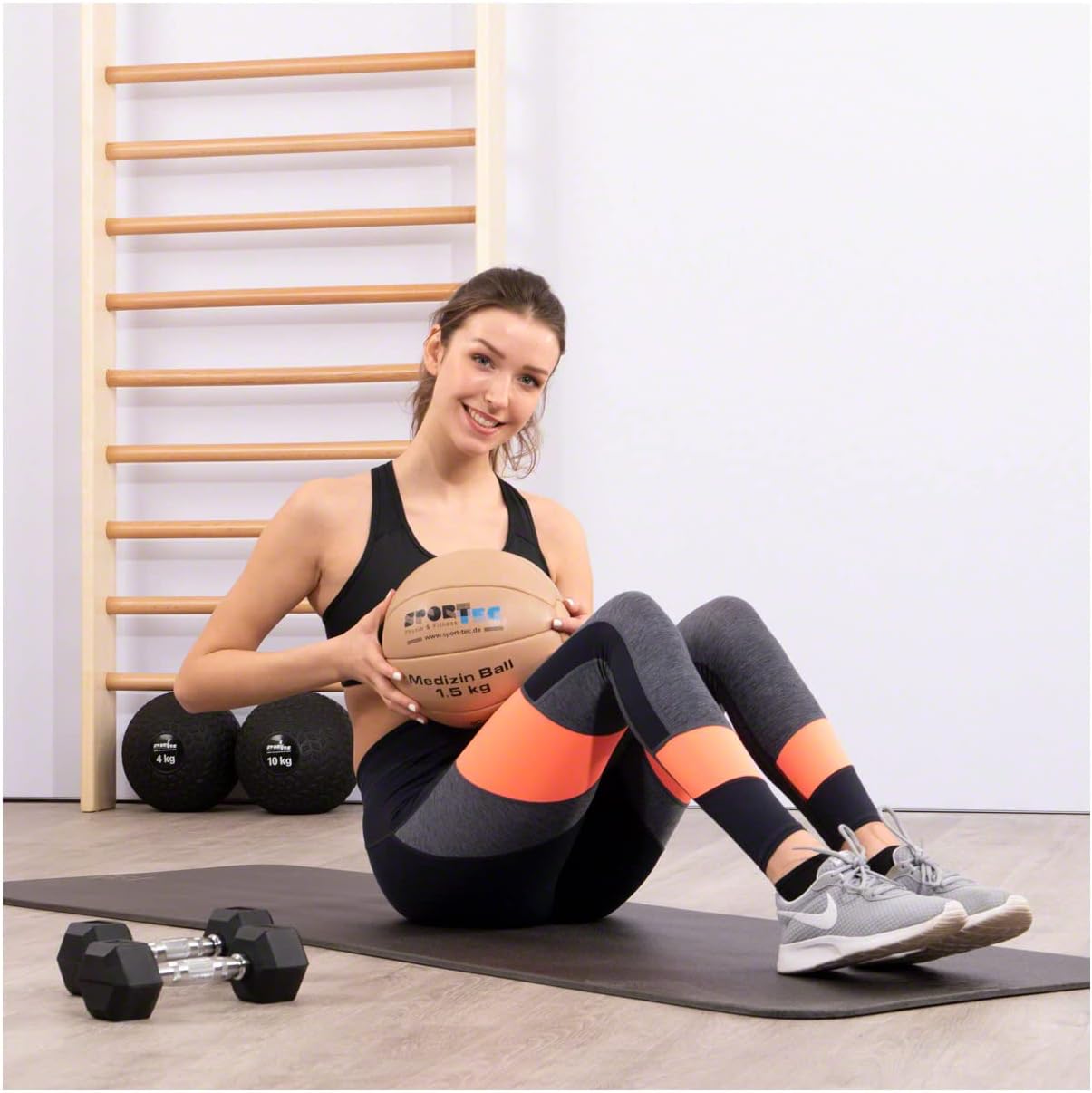 Medizinball Fitnessball aus Leder 1.5 kg, 1.5 Kilogramm