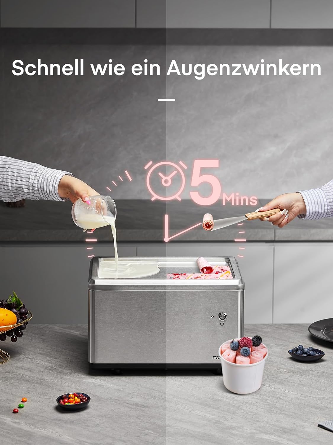 Roll-Eismaschine für selbstgemachte Ice Cream Rolls