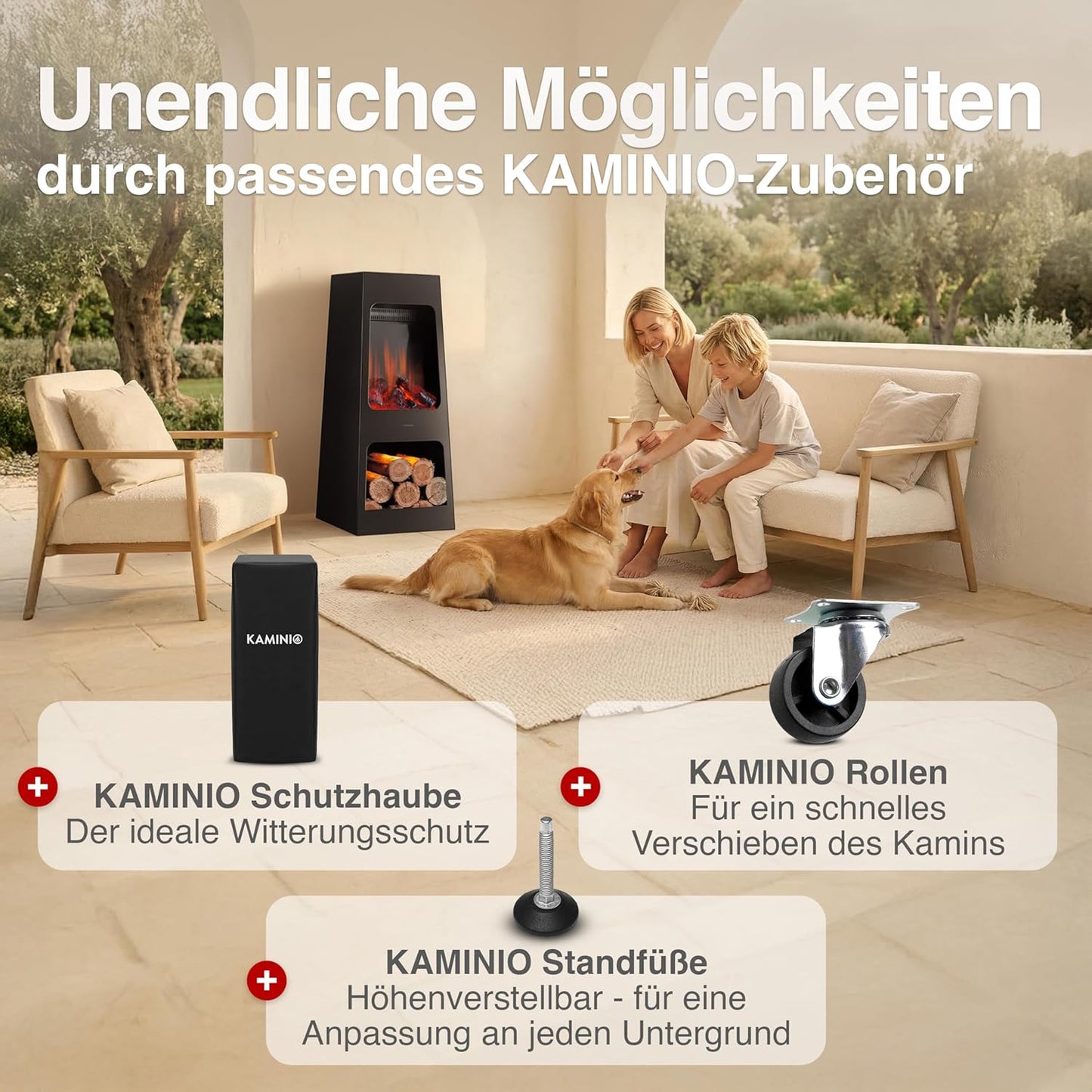 Elektrischer Kamin mit 3D-Flammeneffekt, Large