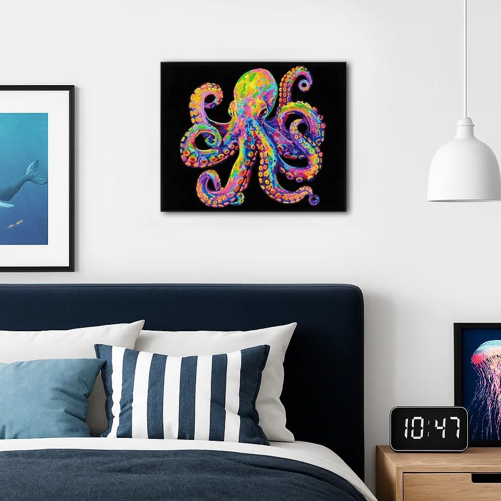 Diamond-Painting-Set Neon Oktopus
