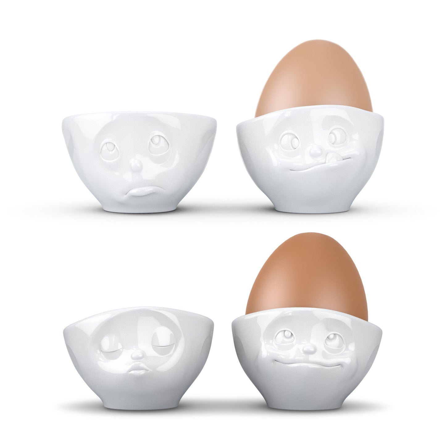 4er-Set Eierbecher Küssend & Verträumt & lecker & Och Bitte