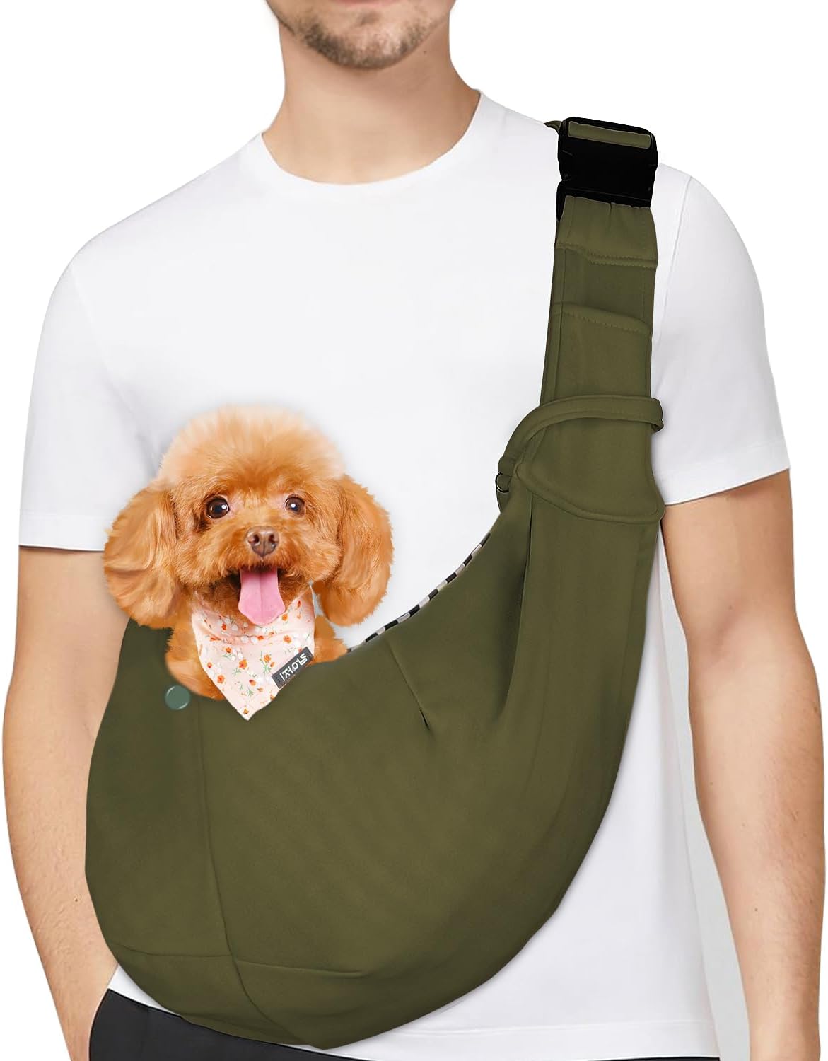 Reversibles Haustier-Tragetuch mit Halsband, Armeegrün