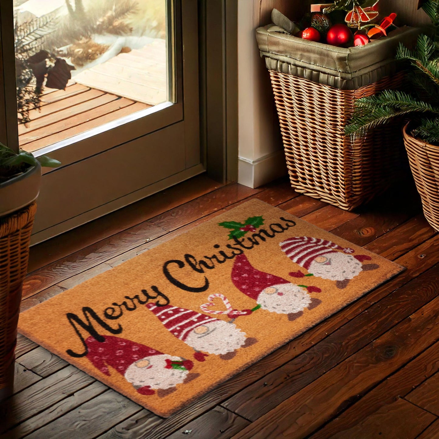 Weihnachtsfussmatte mit Zwergenmotiv, Merry Christmas - Weihnachtszwerge