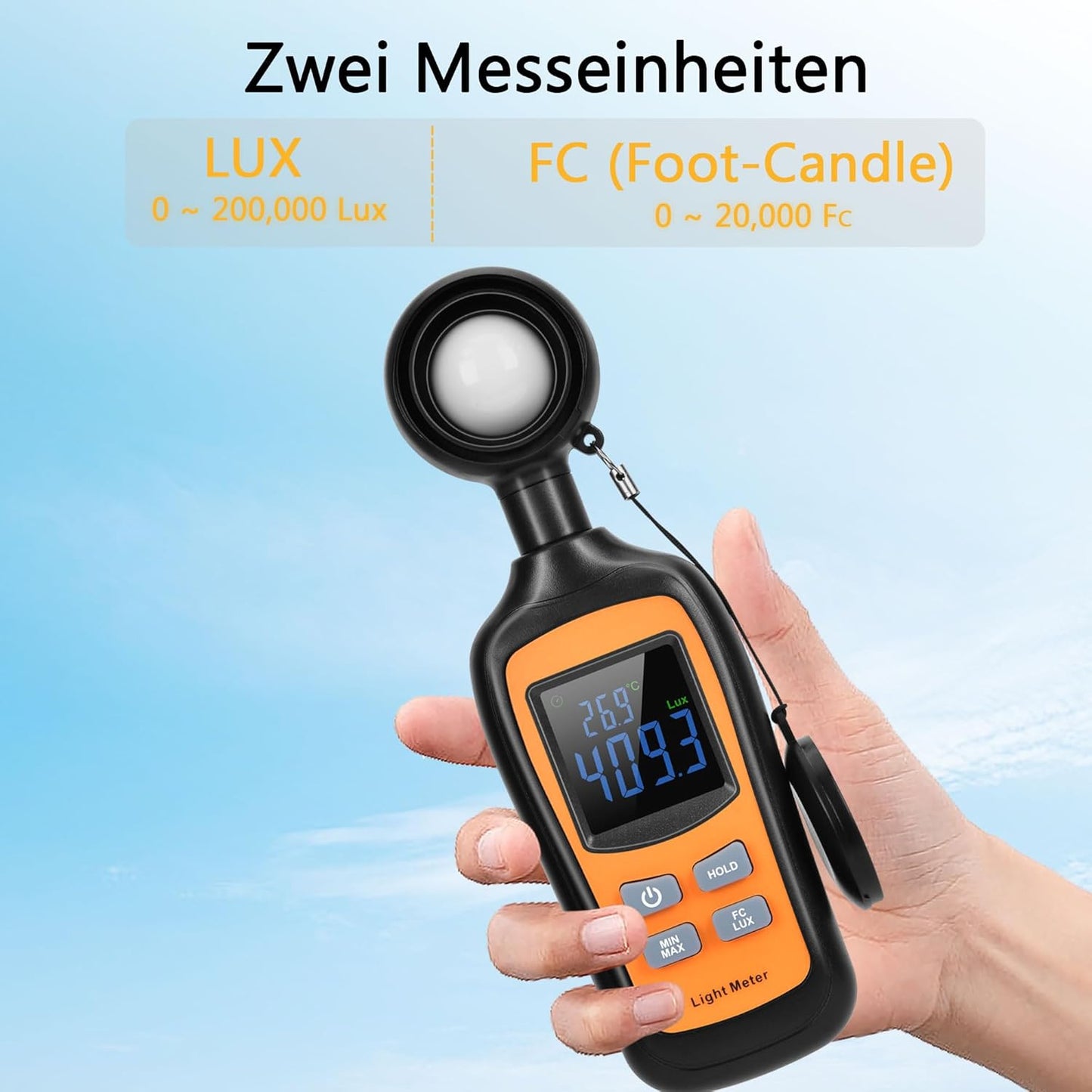 Digitales Luxmeter mit Thermometer