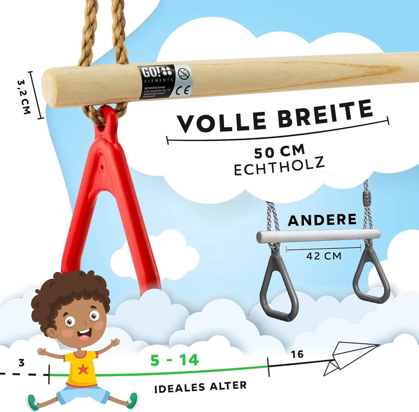 Trapez Schaukel, Rot