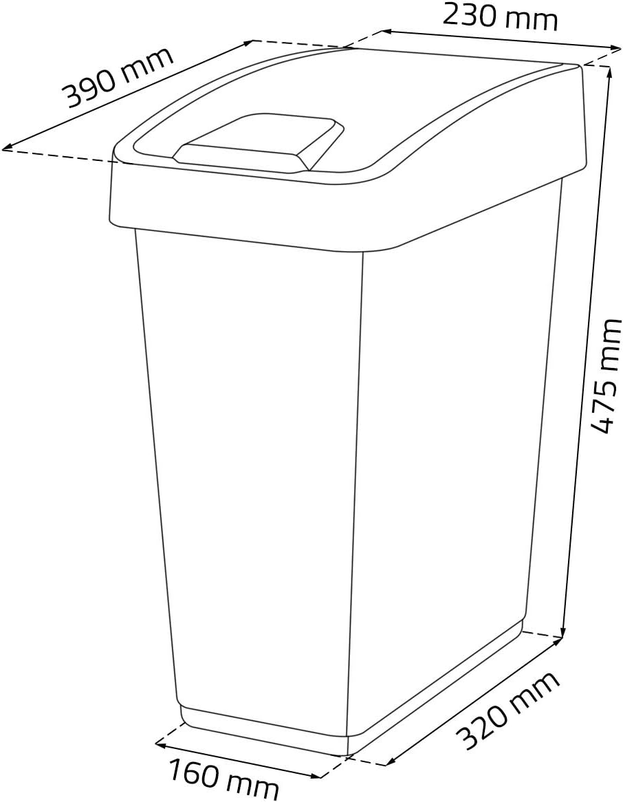Abfallbehälter Magne mit Flip-Deckel, 25 l, 25 L Silber