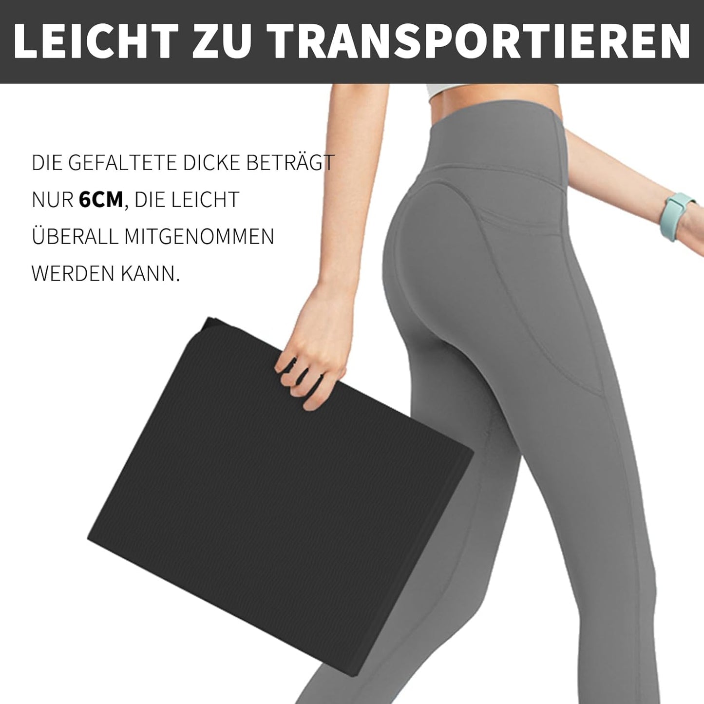 Klappbare Yogamatte, Schwarz 183*61*0.6cm