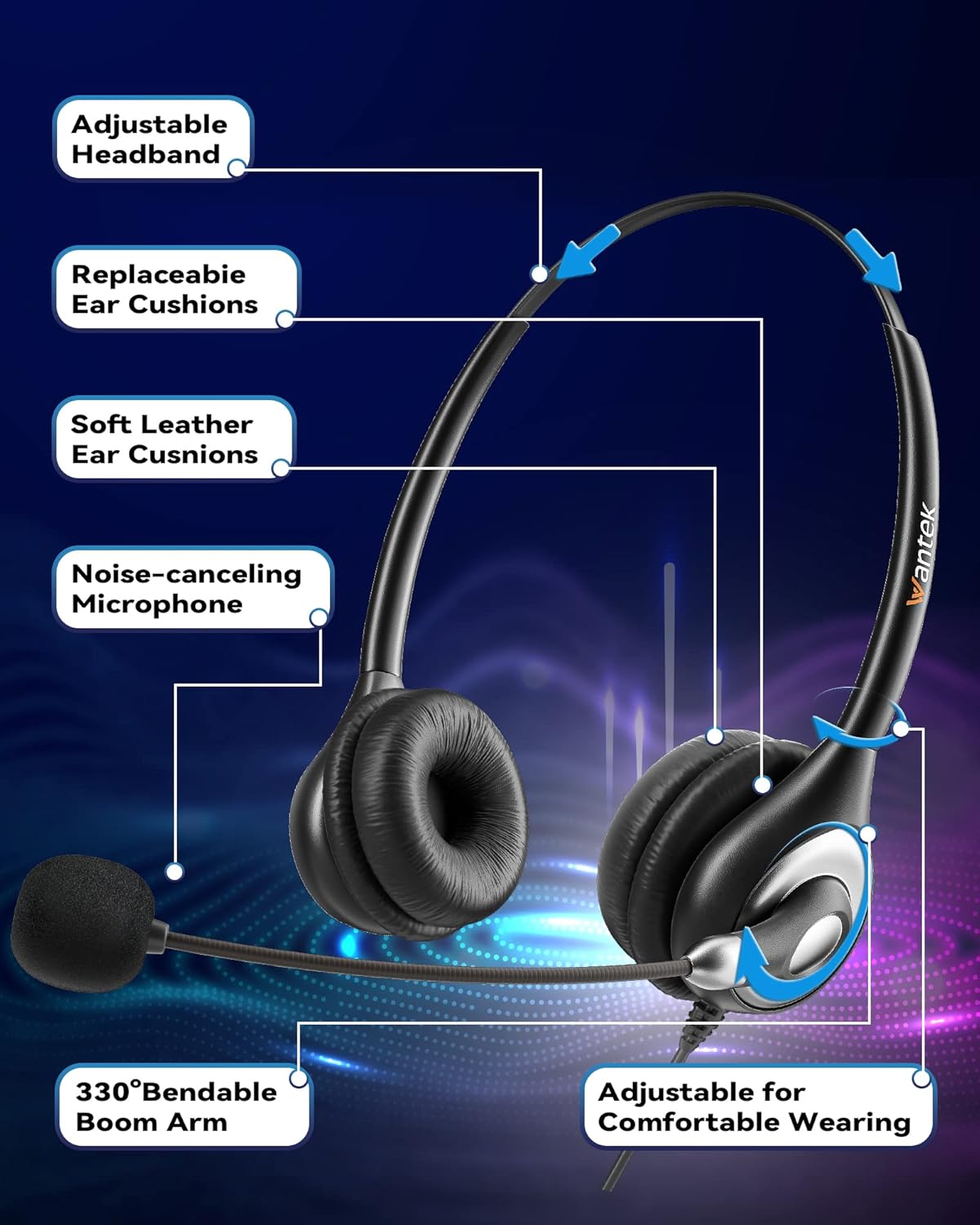 Headsets 602N mit Noise Cancelling Mikrofon & USB Adapter, mattschwarz‌