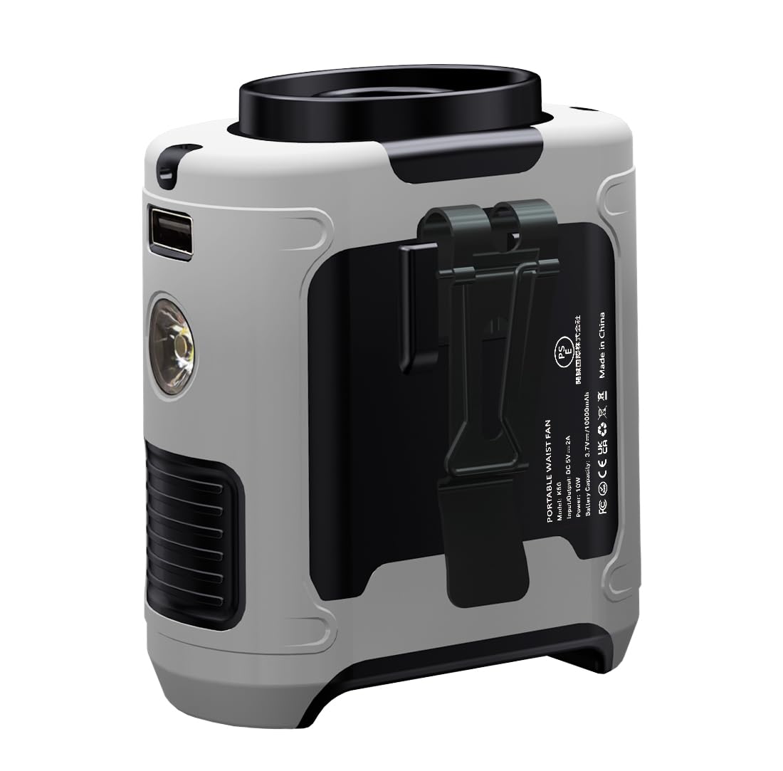 Ventilator mit Taillenclip, 10000mAh / Grey and Orange