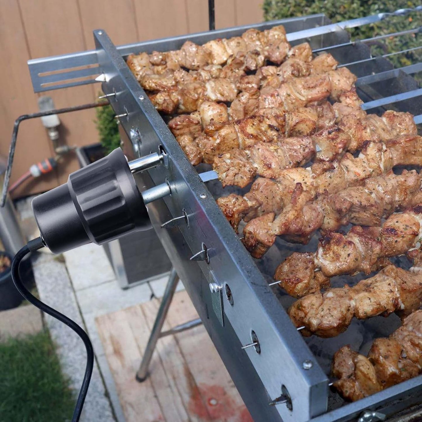 Elektrischer Grill-Drehmotor für Rotisserie Spiess, Schwarz