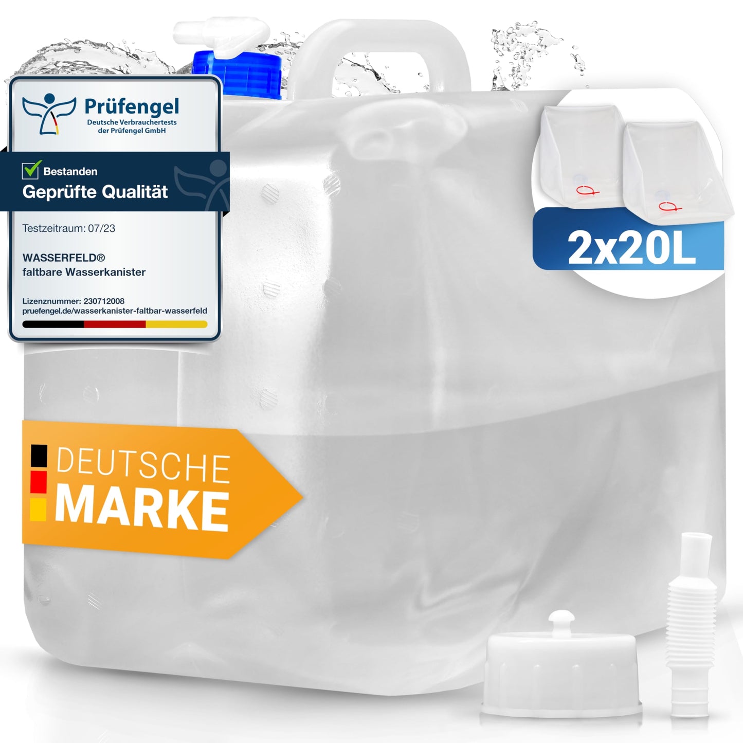 Faltbare Wasserkanister mit Dosierhahn, 2 x 20L