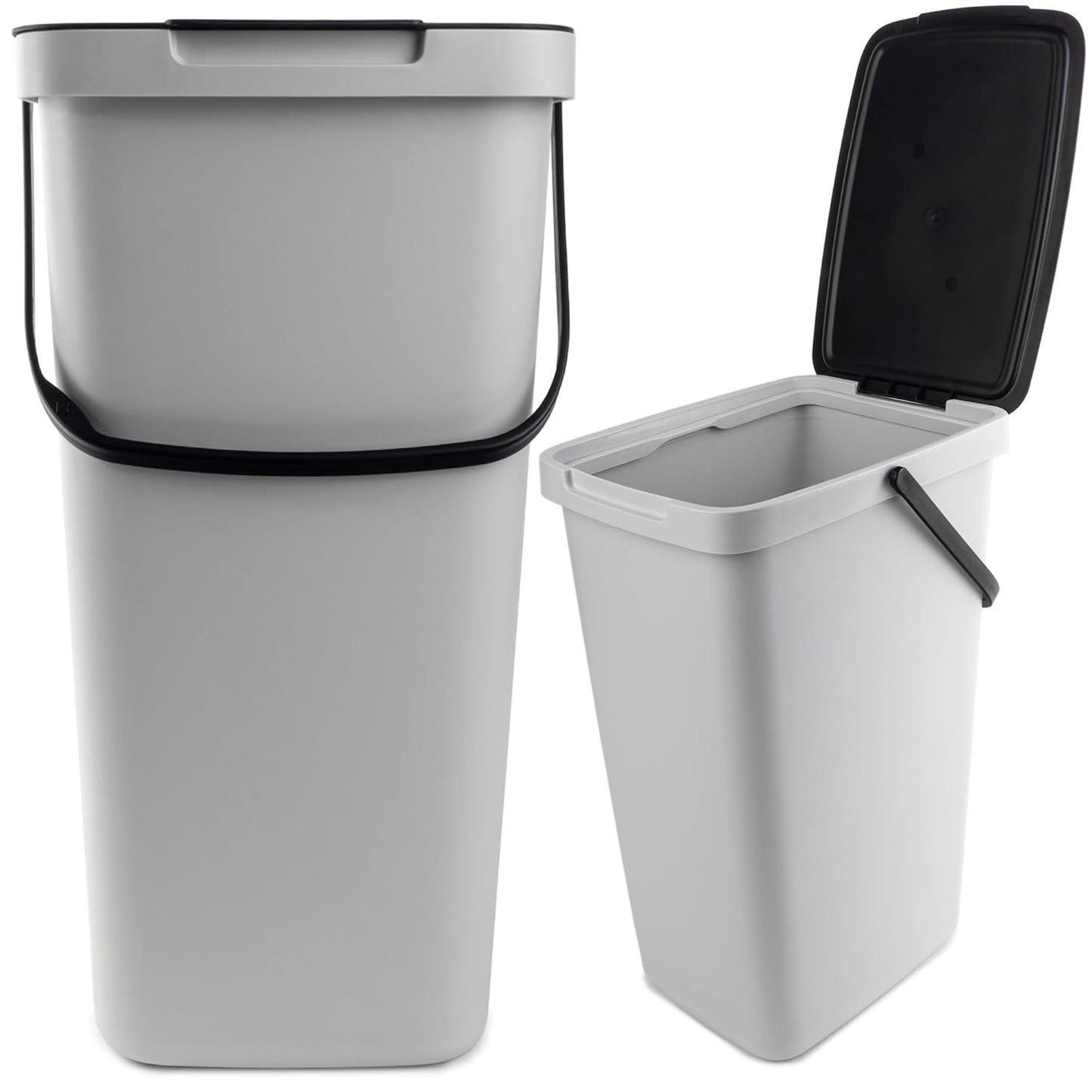 Abfalleimer mit Deckel und Griff, 20L Grau