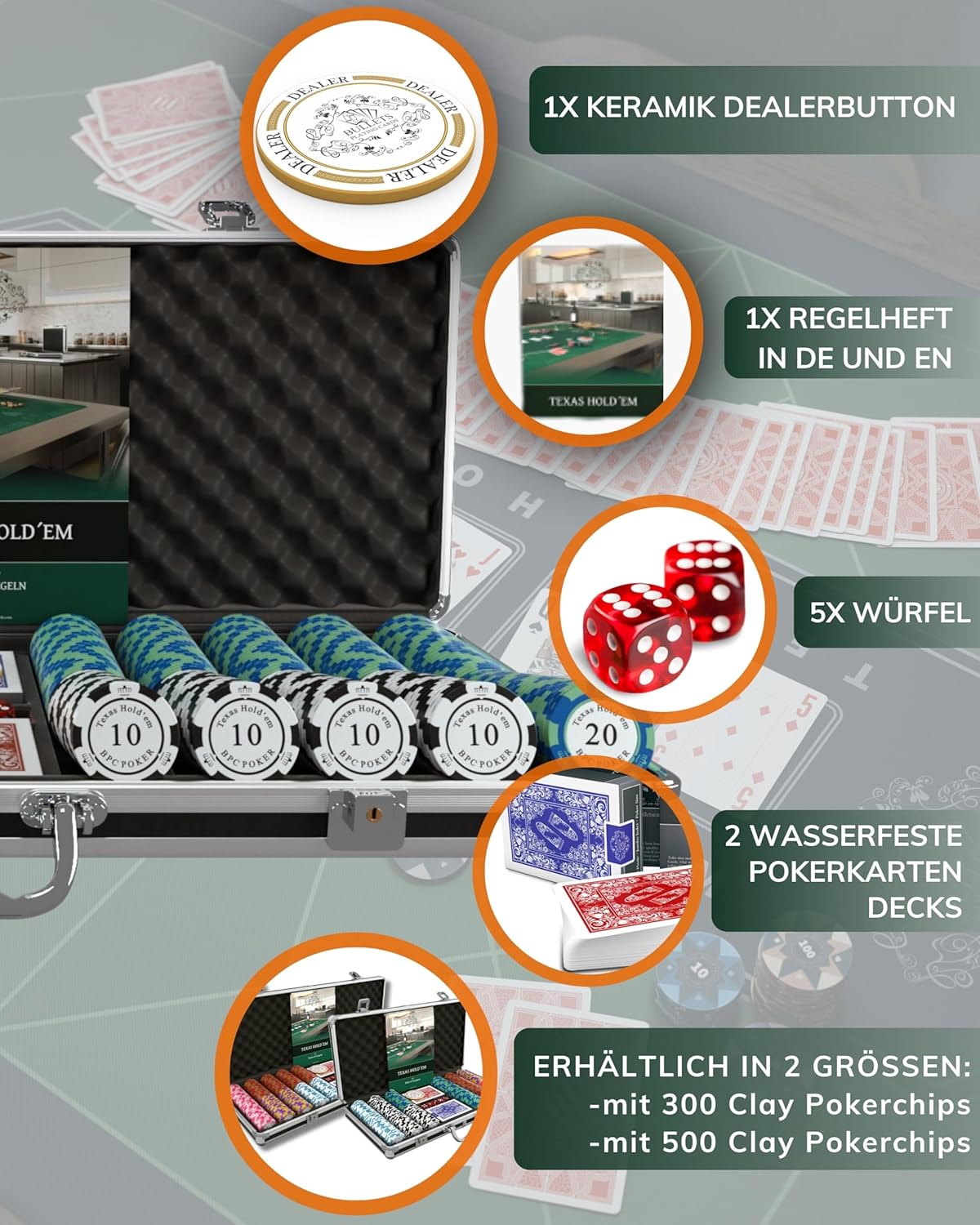 Pokerkoffer Carmela, 500 Chips
