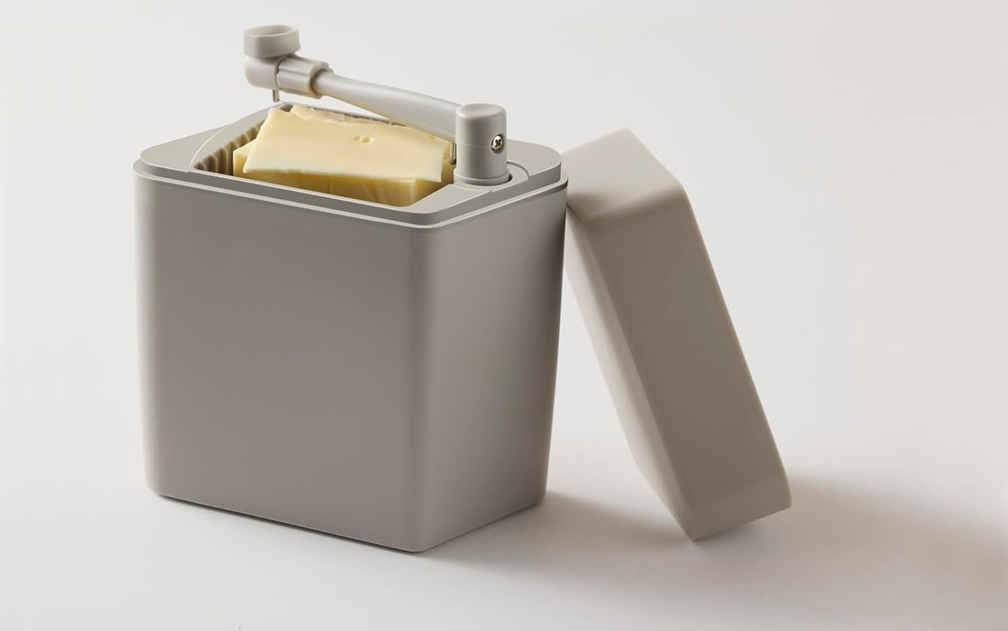 Käsebox mit Deckel & integriertem Käseschneider, Humus 16,5 x 10 x 19 cm