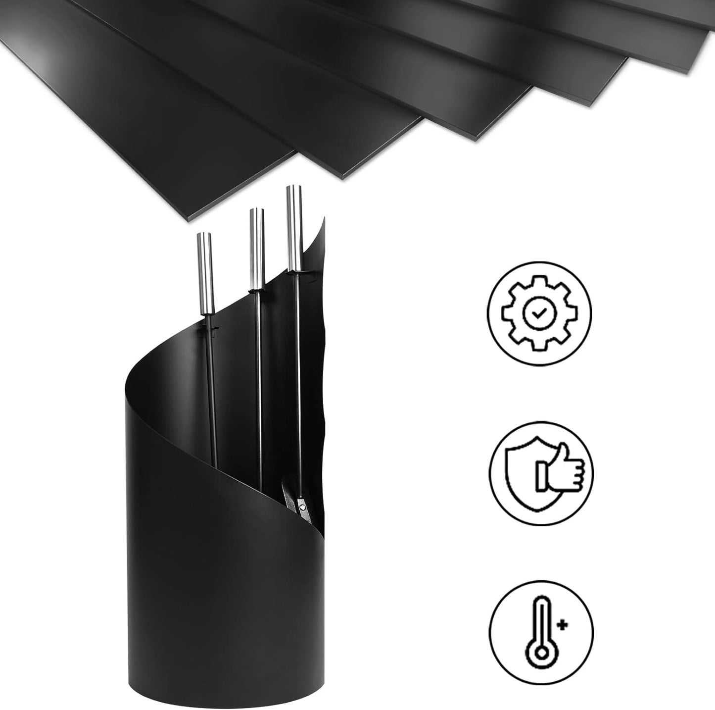 Kaminbesteck Set, Schwarz, Typ B
