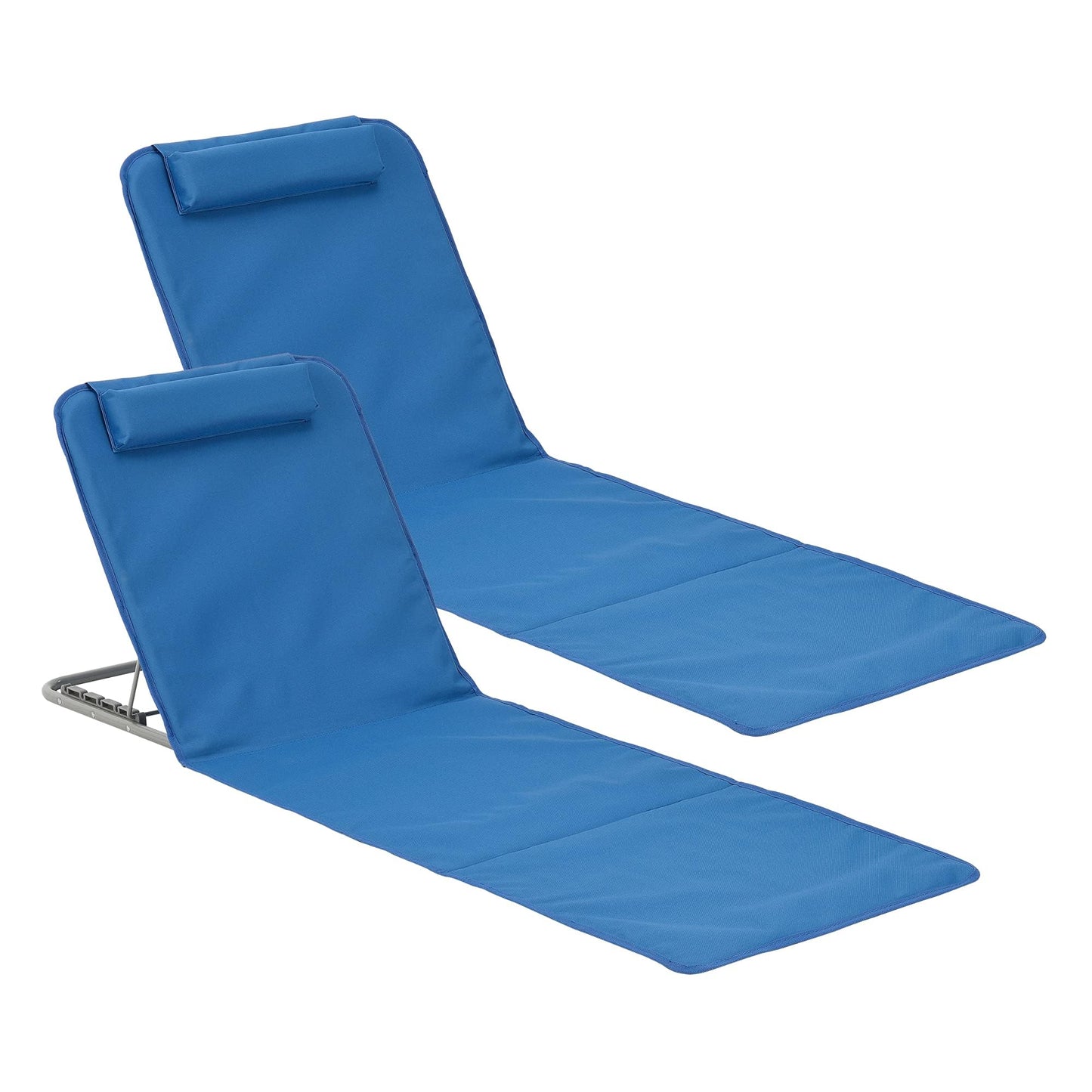 Strandmatte 2er-Set mit Verstellbarer Rückenlehne, Blau