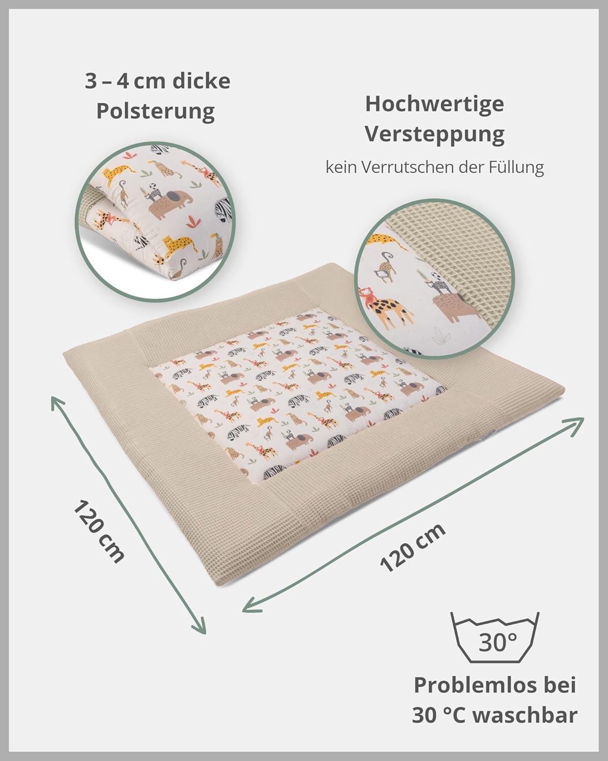 Baby Krabbeldecke 120x120 cm, Sand-savanne 120x120cm