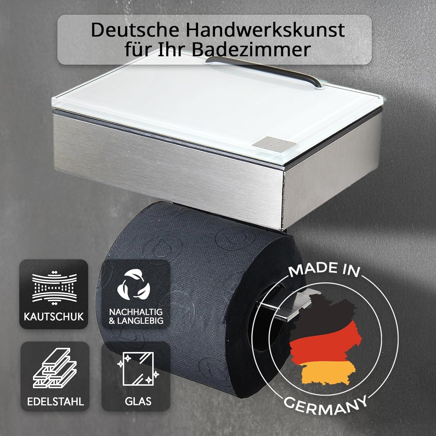 2-in-1 Toilettenpapier- und Feuchttuchhalter, Gehäuse Matt Glas Weiss Befüllbar Von Rechts