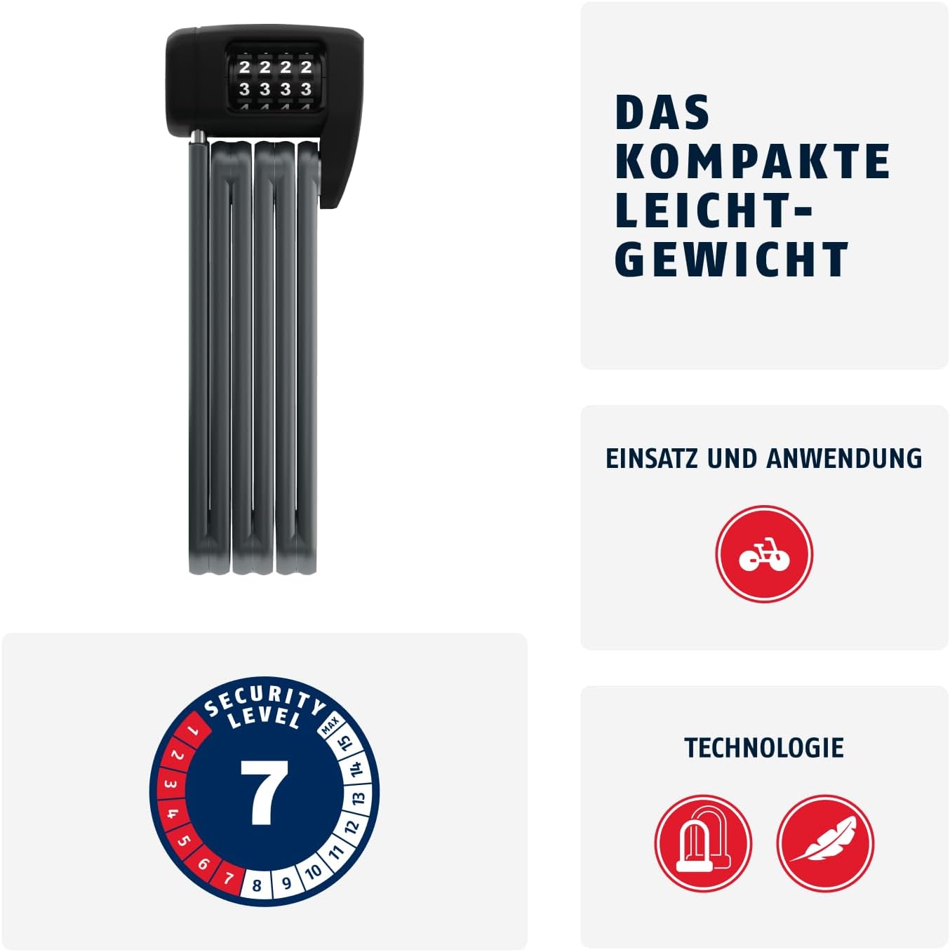 Faltschloss Bordo Lite 6055C/85, Schwarz 85 cm Single