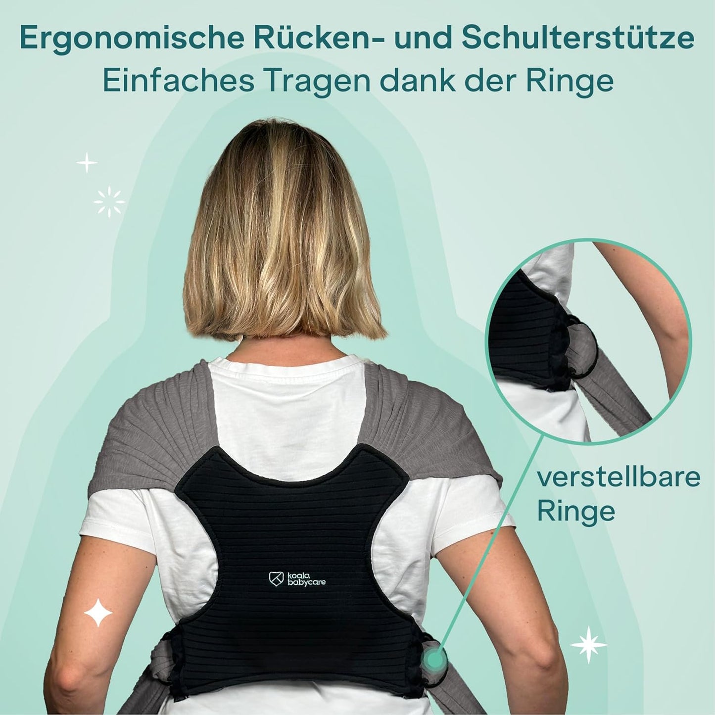 Babytragetuch für Neugeborene bis 9kg, Anthrazitgrau