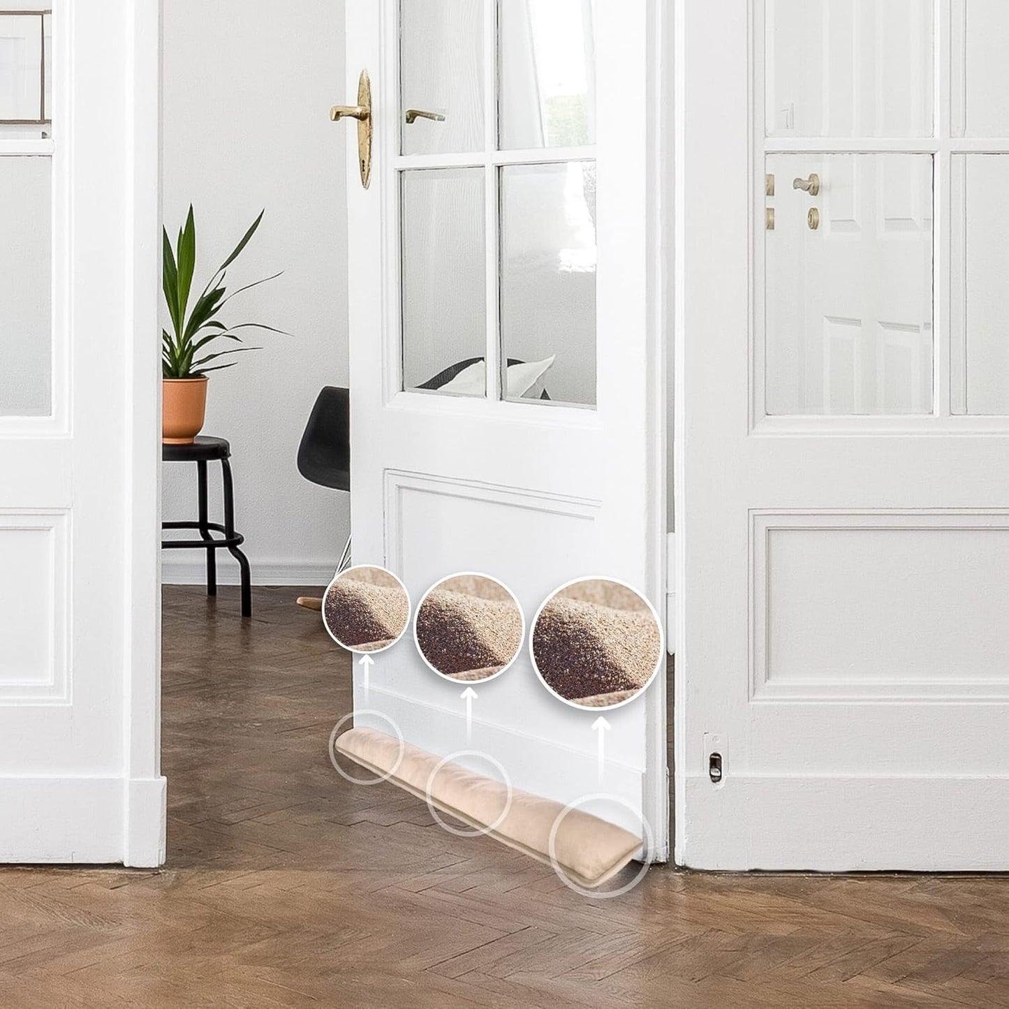 2 x Zugluftstopper für Türen und Fenster, 02 Stück - Taupe
