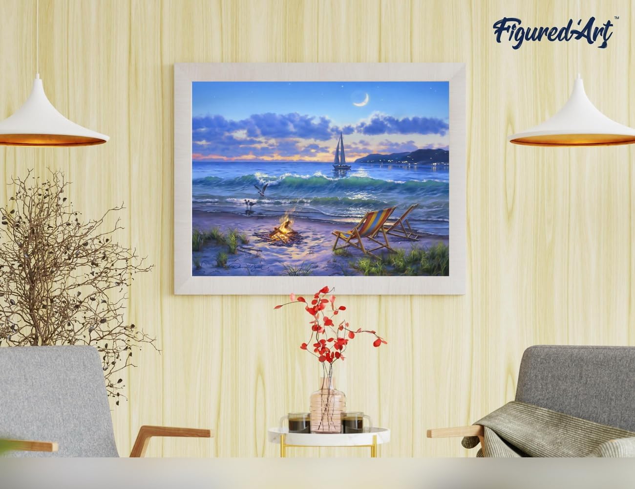 Malen nach Zahlen - Abendlicher Strandausblick, Abendlicher Strandausblick 40x50cm Mit Keilrahmen (nicht gespannt)