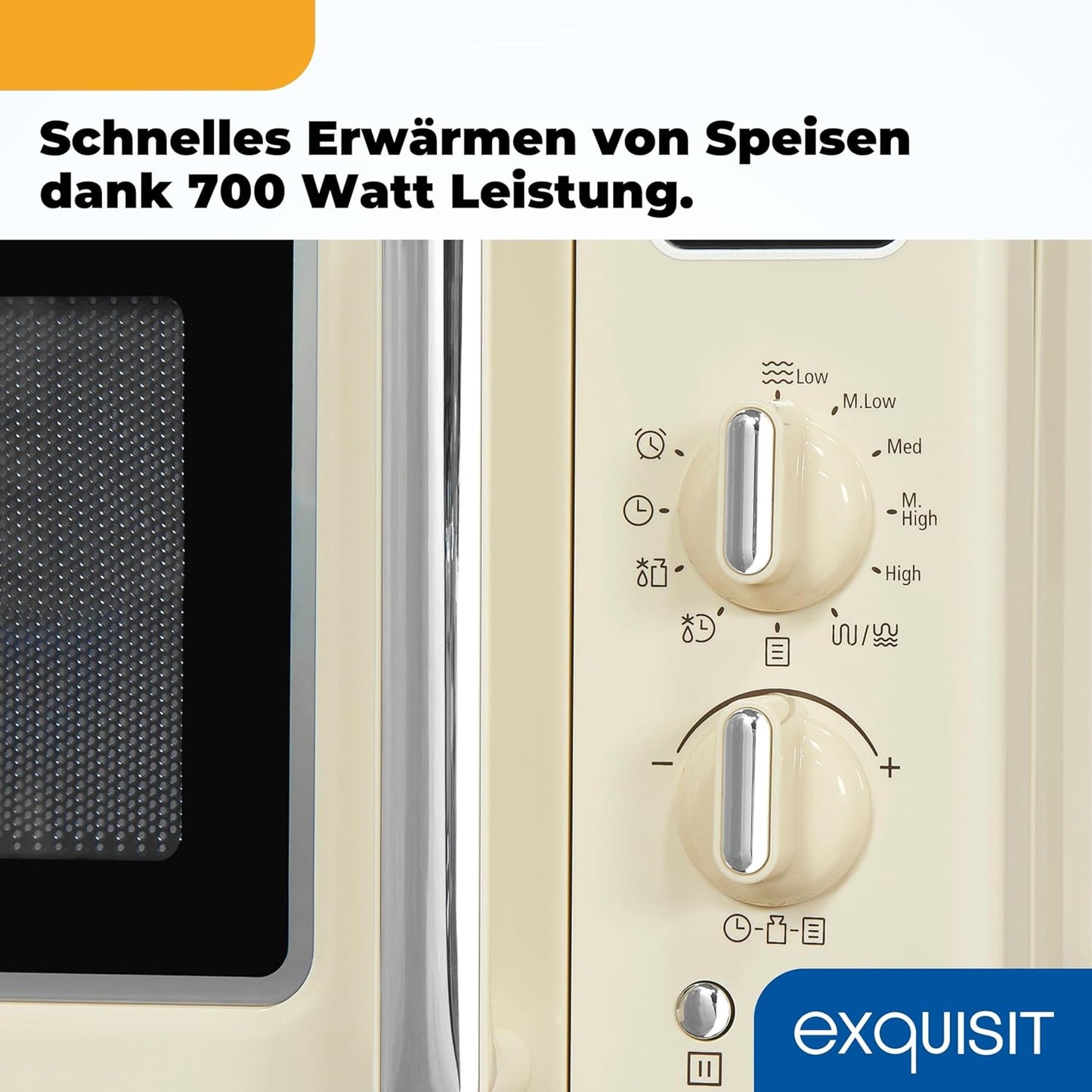 Retro RMW720-3GDIG Mikrowelle mit Grill & Auftaufunktion, Creme